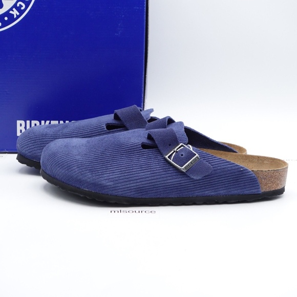 NEW Men's Birkenstock Boston BS Embossed Clog Sandals 1026203 Blue - Picture 1 of 6